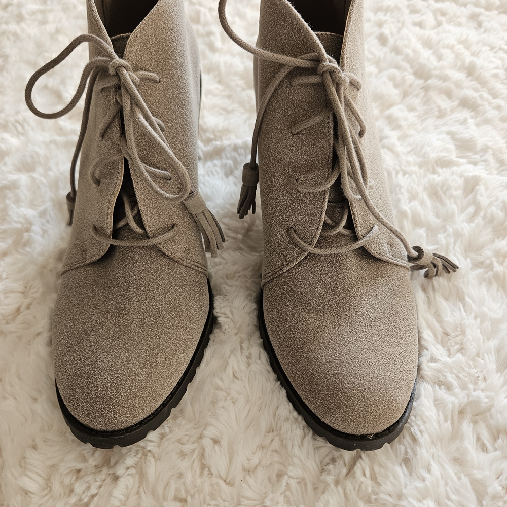 Restricted Women's Taupe Lace-Up Ankle Booties